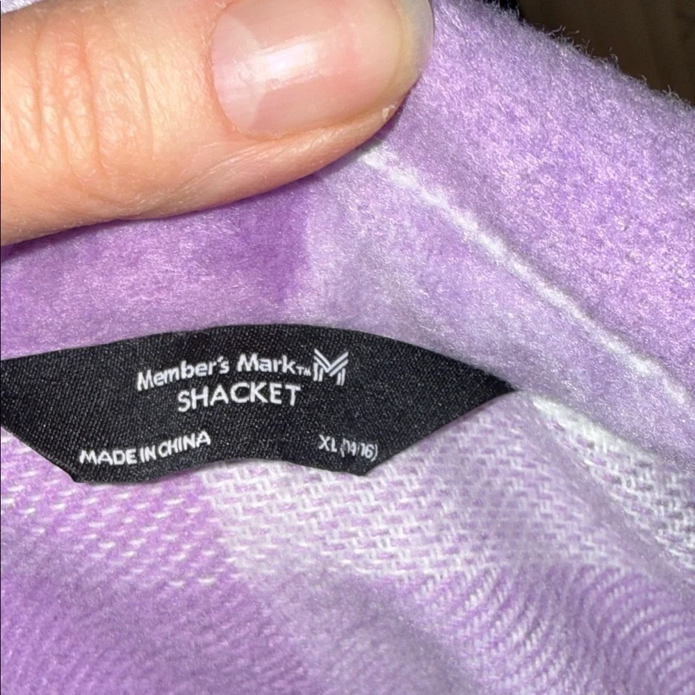 Purple and White Plaid Jacket, Shacket, big girls, XL 14-16, fleece, button up